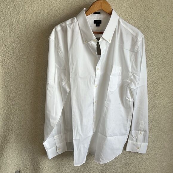 J Crew Bowery wrinkle-free dress‎ shirt with button-down collar Men’s XXL White - Picture 1 of 11